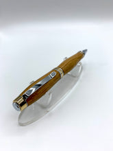 Load image into Gallery viewer, New York in Wine Barrel Oak on 24k Gold & Chrome